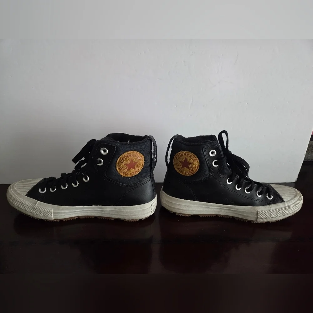 Converse Couter Climate  Black High-Top Leather Sneakers  Sz.5.5